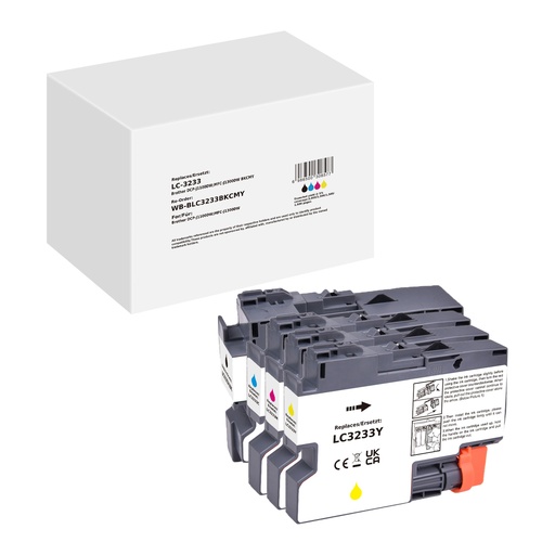 [WB-BLC3233BKCMY] White Box Standard Compatible Brother LC-3233 Inkjet Cartridge Black/Cyan/Magenta/Yellow