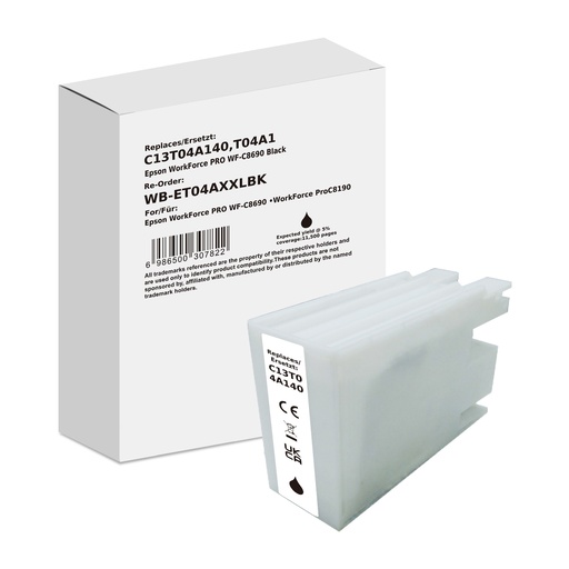 [WB-ET04AXXLBK] White Box Standard Compatible Epson C13T04A140 (T04A1) Inkjet Cartridge Black