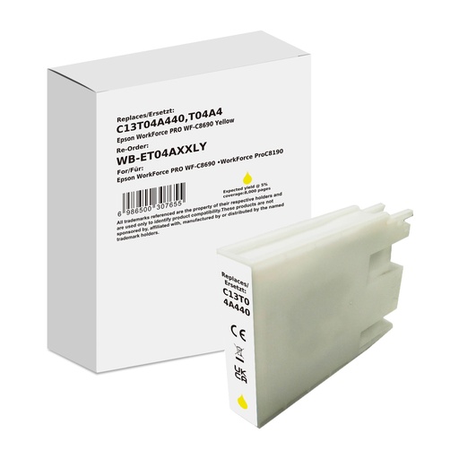 [WB-ET04AXXLY] White Box Standard Compatible Epson C13T04A440 (T04A4) Inkjet Cartridge Yellow