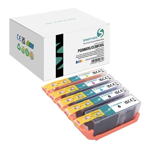 [ST-CPGI580XXLBK/CLI581XXLBKCMY] SMART MATE Compatible Canon 1970C001/1998C005 (PGI580XXL/CLI581XXL) Inkjet Cartridge Black/Black/Cyan/Magenta/Yellow