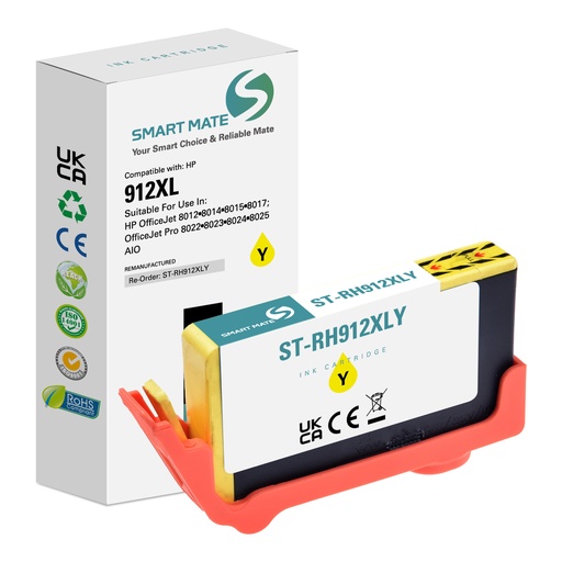 [ST-RH912XLY] SMART MATE Remanufactured HP 3YL83AE (912XL) Inkjet Cartridge Yellow