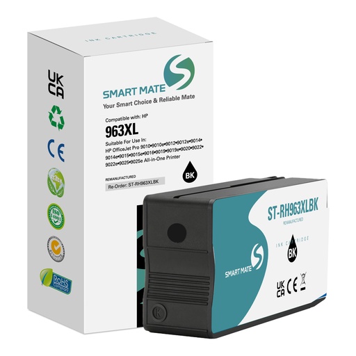 [ST-RH963XLBK] SMART MATE Remanufactured HP 3JA30AE (963XL) Inkjet Cartridge Black