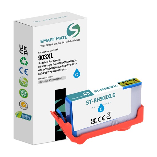 [ST-RH903XLC] SMART MATE Remanufactured HP T6M03AE (903XL) Inkjet Cartridge Cyan