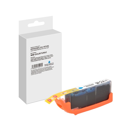 [WB-CCLI571XLC] White Box Standard Compatible Canon 0332C001 (CLI-571XL) Inkjet Cartridge Cyan