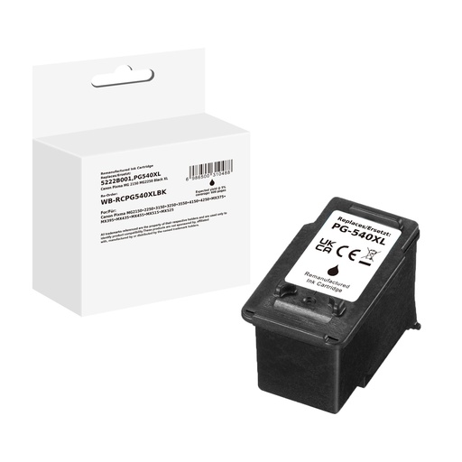 [WB-RCPG540XLBK] White Box Standard Remanufactured Canon 5222B001 (PG540XL) Inkjet Cartridge Black