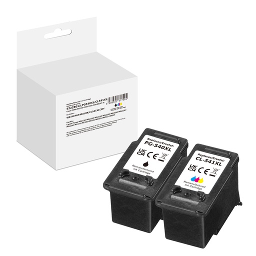 [WB-RCPG540XLBK/CL541XLCMY] White Box Standard Remanufactured Canon 5222B013 (PG540XL/CL541XL) Inkjet Cartridge Black/Cyan/Magenta/Yellow