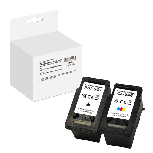 [WB-RCPG545XLBK/CL546XLCMY] White Box Standard Remanufactured Canon 8286B006 (PG545XL/CL546XL) Inkjet Cartridge Black/Cyan/Magenta/Yellow