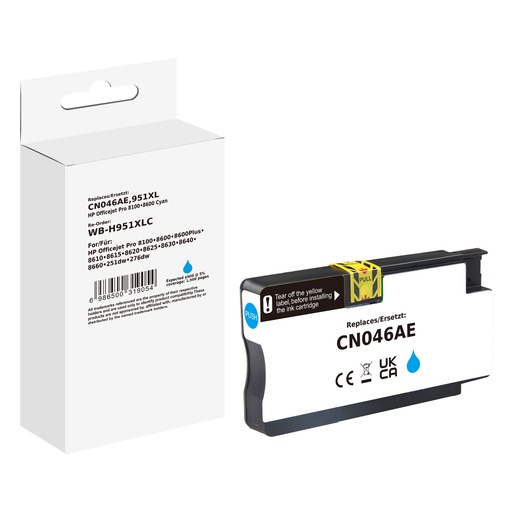 [WB-H951XLC] White Box Standard Compatible HP CN046AN (951XL) Inkjet Cartridge Cyan