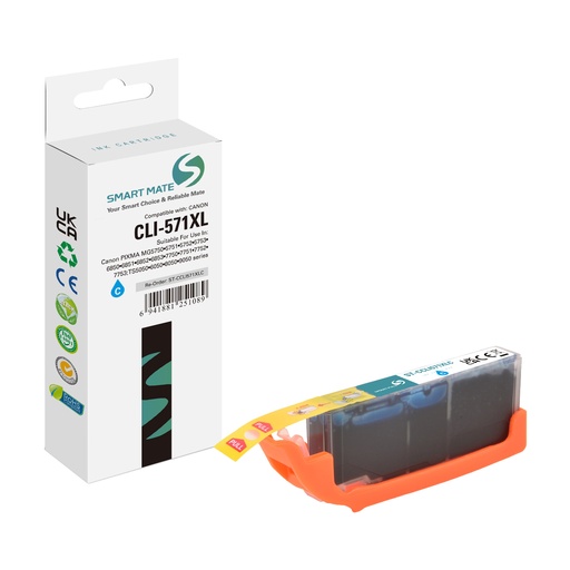 [ST-CCLI571XLC] SMART MATE Compatible Canon 0332C001 (CLI-571XL) Inkjet Cartridge Cyan