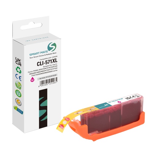 [ST-CCLI571XLM] SMART MATE Compatible Canon 0333C001 (CLI-571XL) Inkjet Cartridge Magenta