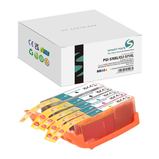 [ST-CPGI570XLBK/CLI571XLBKCMY] SMART MATE Compatible Canon 0318C001/0332C005 (PGI-570XL/CLI-571XL) Inkjet Cartridge Black/Black/Cyan/Magenta/Yellow