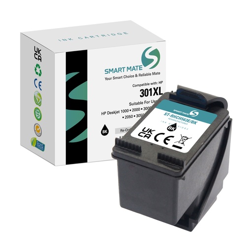 [ST-RHCH563E/BK] SMART MATE Remanufactured HP CH563E (301XL) Inkjet Cartridge Black