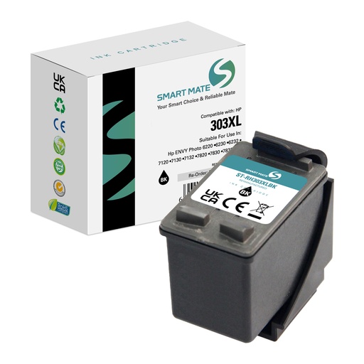 [ST-RH303XLBK] SMART MATE Remanufactured HP T6N04AE (303XL) Inkjet Cartridge Black