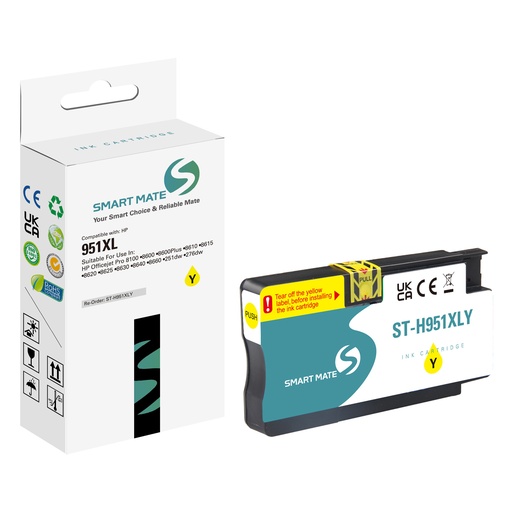 [ST-H951XLY] SMART MATE Compatible HP CN048AE (951XL) Inkjet Cartridge Yellow